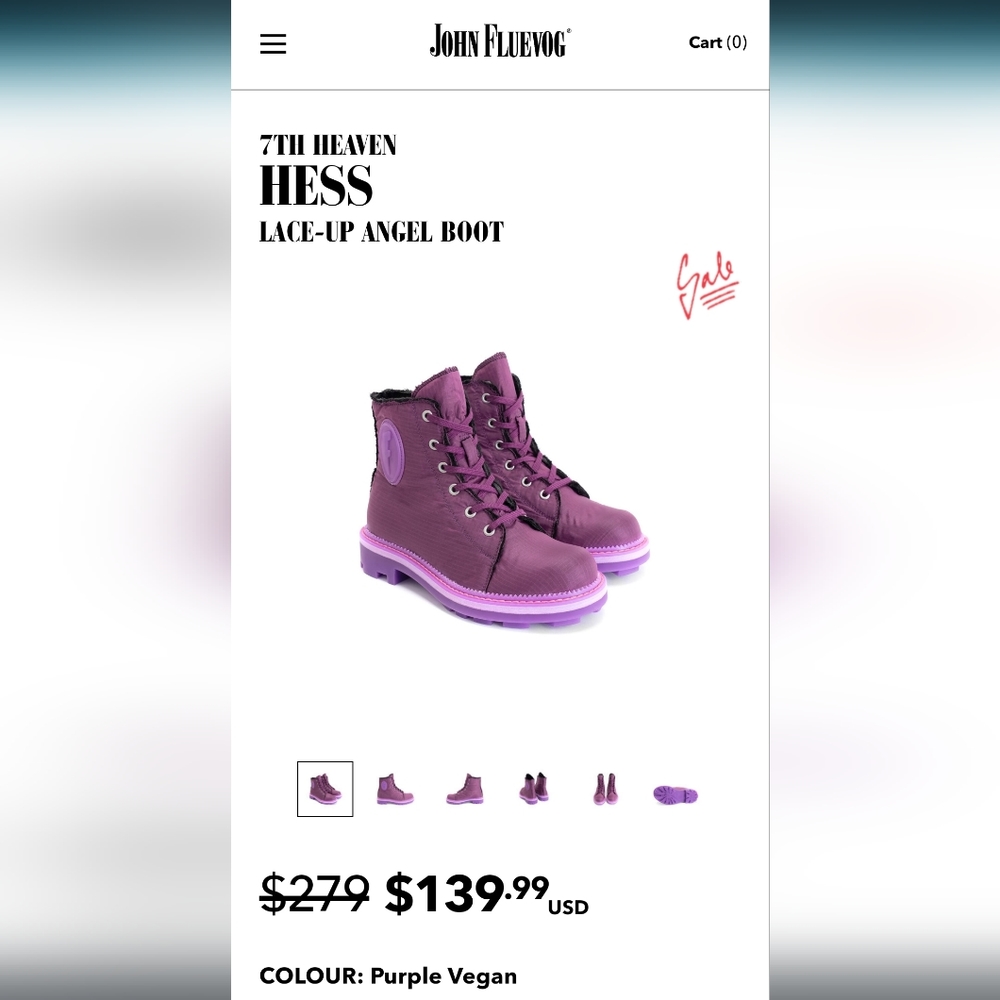 John fluevog purple “Hess” boot size 7 women
